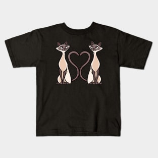 Love Siamese Cat Heart Kitten Cat Kids T-Shirt